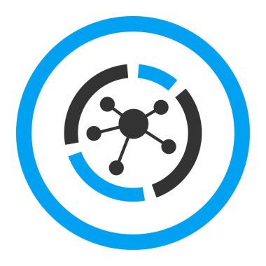 Bağlantıları yuvarlak düz mavi ve gri renkler glif simgesi diyagram