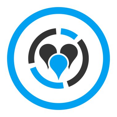 Geo diyagramı düz mavi ve gri renkler glif simgesi yuvarlak