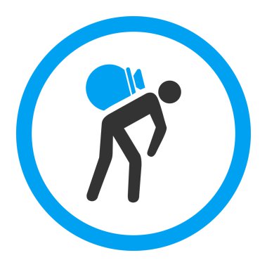 Porter düz mavi ve gri renkler glif simgesi yuvarlak