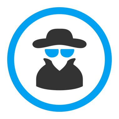 Casus düz mavi ve gri renkler yuvarlak glif simgesi