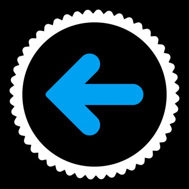 Ok sol düz mavi ve beyaz renkler damga simgesi yuvarlak