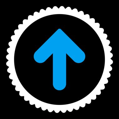 Ok yukarı düz mavi ve beyaz renkler damga simgesi yuvarlak