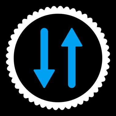 Oklar Exchange dikey düz mavi ve beyaz renkler damga simgesi yuvarlak