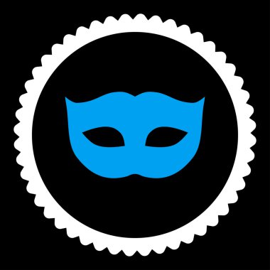 Gizlilik maskesi düz mavi ve beyaz renkler damga simgesi yuvarlak