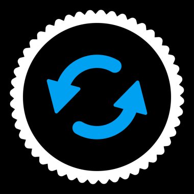 Saatin tersi yönde düz mavi ve beyaz renkler damga simgesi yuvarlak Yenile