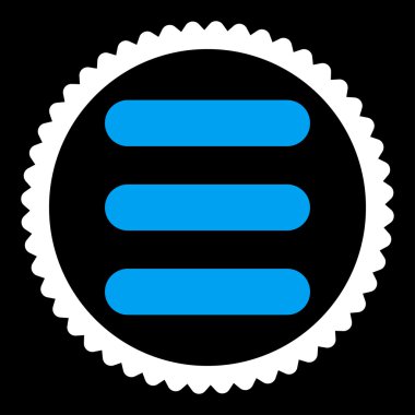 Yuvarlak damga simgesi yığın düz mavi ve beyaz renkler