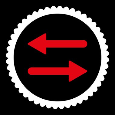 Oklar Exchange düz kırmızı ve beyaz renkler damga simgesi yuvarlak