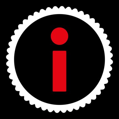 Info düz kırmızı ve beyaz renkler damga simgesi yuvarlak