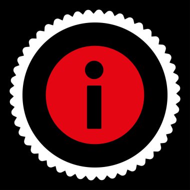 Bilgi düz kırmızı ve beyaz renkler damga simgesi yuvarlak