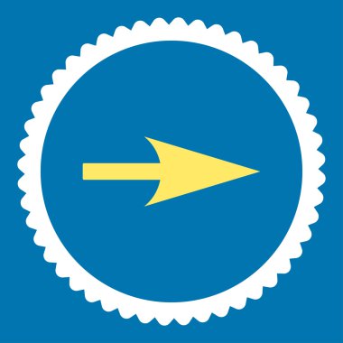 Ok ekseni X düz sarı ve beyaz renkler damga simgesi yuvarlak