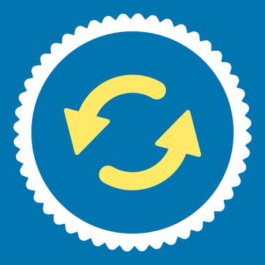 Saatin tersi yönde düz sarı ve beyaz renkler damga simgesi yuvarlak Yenile