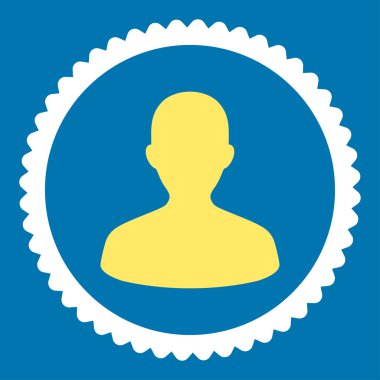 Kullanıcı düz sarı ve beyaz renkler damga simgesi yuvarlak