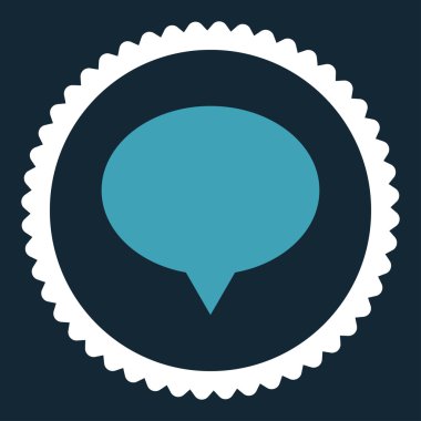 Afiş düz mavi ve beyaz renkler damga simgesi yuvarlak