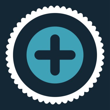 Damga simgesi yuvarlak düz mavi ve beyaz renkler oluşturma