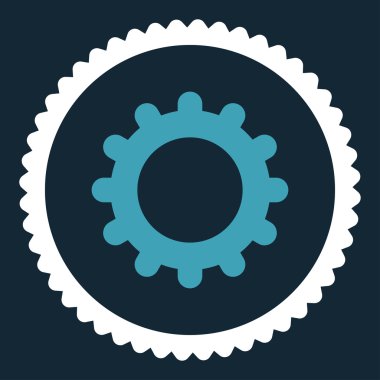 Vites düz mavi ve beyaz renkler damga simgesi yuvarlak