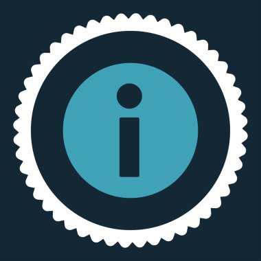 Bilgi düz mavi ve beyaz renkler damga simgesi yuvarlak