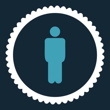 Adam düz mavi ve beyaz renkler damga simgesi yuvarlak