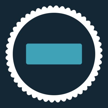 Düz mavi ve beyaz renkler damga simgesi yuvarlak