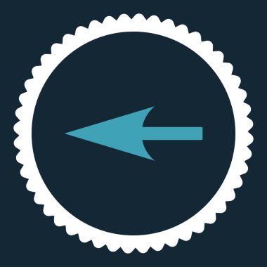 Keskin sol ok düz mavi ve beyaz renkler damga simgesi yuvarlak