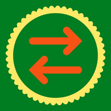 Yatay düz turuncu flip ve sarı renkler damga simgesi yuvarlak