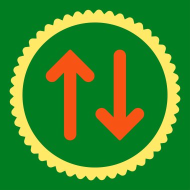 Düz turuncu flip ve sarı renkler damga simgesi yuvarlak