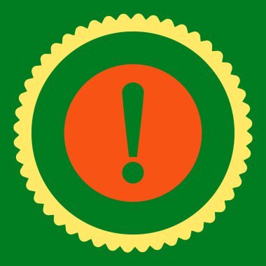 Sorun düz turuncu ve sarı renkler damga simgesi yuvarlak