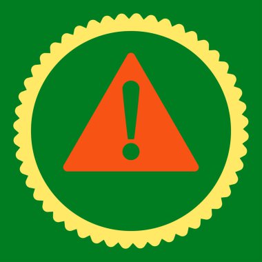 Yuvarlak damga simgesi uyarı düz turuncu ve sarı renkler