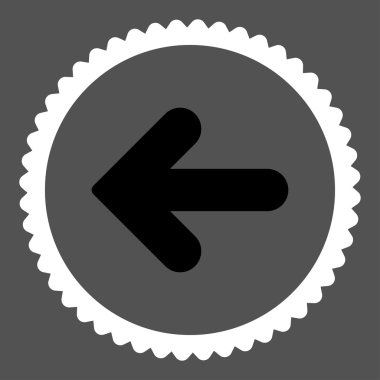 Ok sol düz siyah ve beyaz renkler damga simgesi yuvarlak