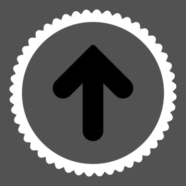 Ok yukarı düz siyah ve beyaz renkler damga simgesi yuvarlak