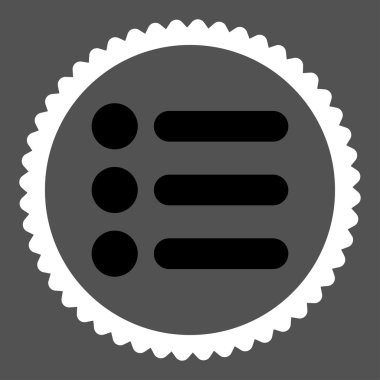 Öğeleri düz siyah ve beyaz renkler damga simgesi yuvarlak