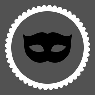 Gizlilik maskesi düz siyah ve beyaz renkler damga simgesi yuvarlak