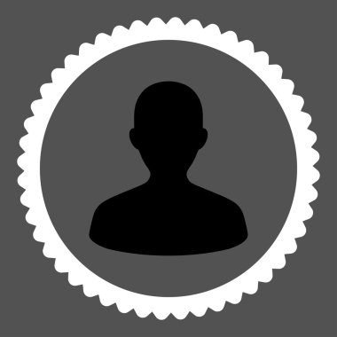 Kullanıcı düz siyah ve beyaz renkler damga simgesi yuvarlak