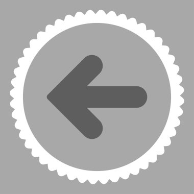 Ok sol düz koyu gri ve beyaz renkler damga simgesi yuvarlak