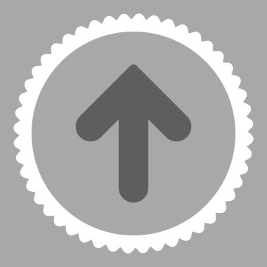 Ok yukarı düz koyu gri ve beyaz renkler damga simgesi yuvarlak