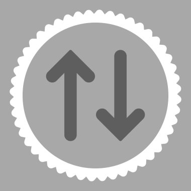 Fiske vurmak düz koyu gri ve beyaz renkler damga simgesi yuvarlak