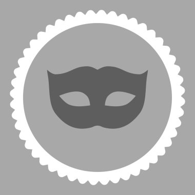 Gizlilik maskesi düz koyu gri ve beyaz renkler damga simgesi yuvarlak