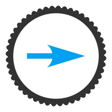 Ok ekseni X düz mavi ve gri renkler damga simgesi yuvarlak