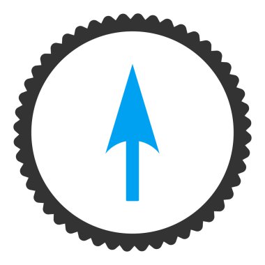 Ok eksen Y düz mavi ve gri renkler damga simgesi yuvarlak