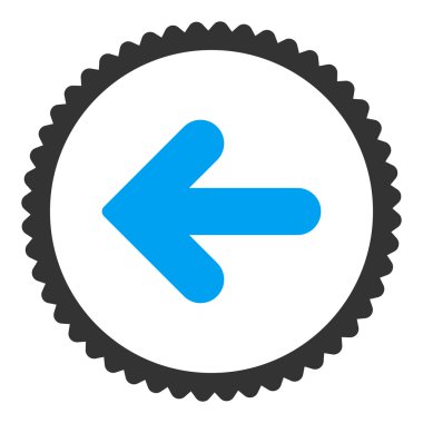 Ok sol düz mavi ve gri renkler damga simgesi yuvarlak