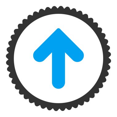 Ok yukarı düz mavi ve gri renkler damga simgesi yuvarlak