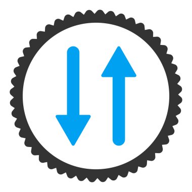 Oklar Exchange dikey düz mavi ve gri renkler damga simgesi yuvarlak