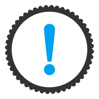 Ünlem işareti mavi ve gri renkler damga simgesi yuvarlak düz