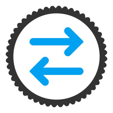 Flip yatay düz mavi ve gri renkler damga simgesi yuvarlak