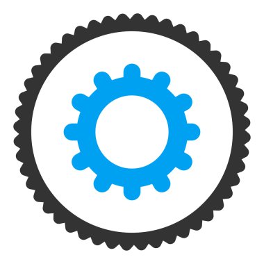 Vites düz mavi ve gri renkler damga simgesi yuvarlak