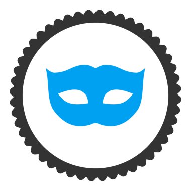 Gizlilik maskesi düz mavi ve gri renkler damga simgesi yuvarlak