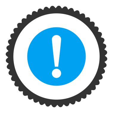 Sorun düz mavi ve gri renkler damga simgesi yuvarlak