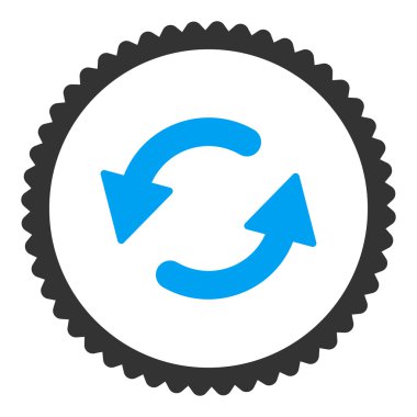 Saatin tersi yönde düz mavi ve gri renkler damga simgesi yuvarlak Yenile