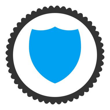 Yuvarlak damga simgesi kalkan düz mavi ve gri renkler