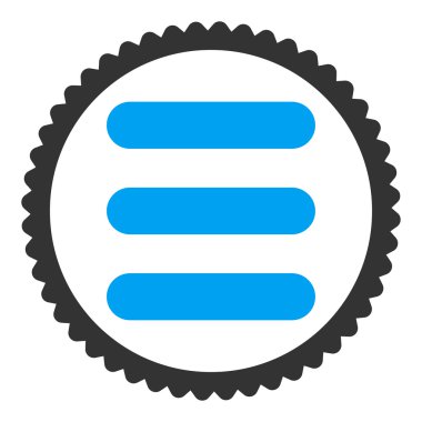 Yuvarlak damga simgesi yığın düz mavi ve gri renkler