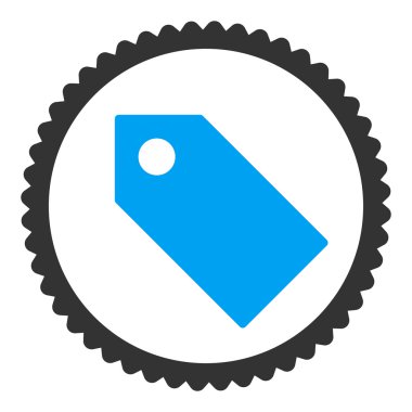 Yuvarlak damga simge etiketi düz mavi ve gri renkler